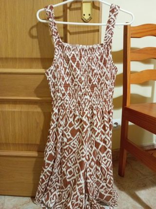 Mono premamá corto marrón y blanco