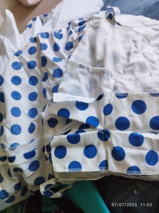 Vestido Sevillana Paco Álvarez azul y blanco