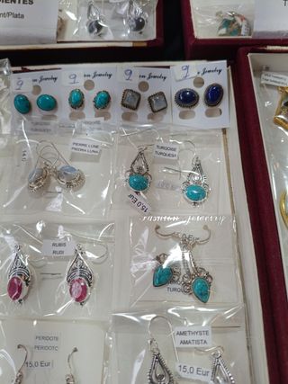 Pendientes Esmeralda, Rubí, Luna