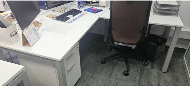 Mesas oficina blanco/gris - 3 uds