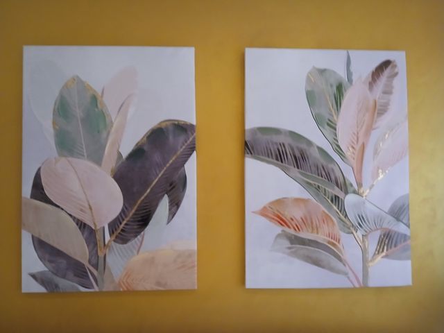 2 Cuadros hojas verdes 