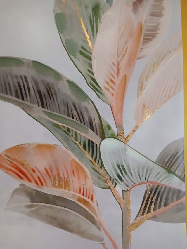 2 Cuadros hojas verdes 