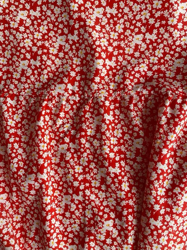 Vestido rojo flores - sin mangas