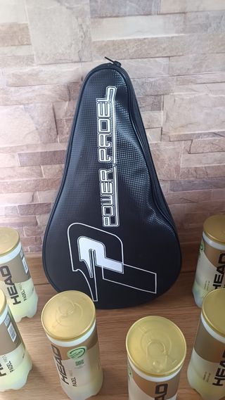 Raqueta Power Padel + 6 botes pelotas
