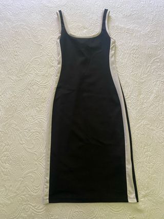 Vestido Zara negro-beige