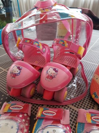 Patines Hello Kitty + casco y rodilleras