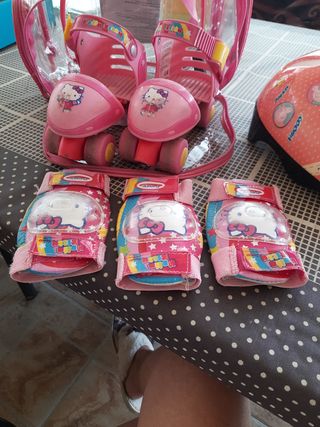 Patines Hello Kitty + casco y rodilleras