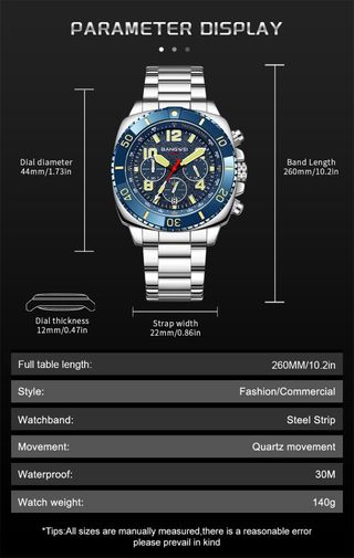 Reloj BANGWEI cronógrafo azul