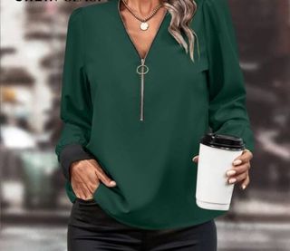 Blusa verde fluido c/cremallera