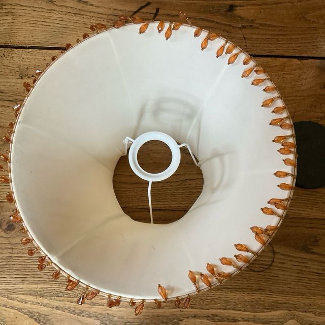 Pantalla lámpara seda beige-dorada