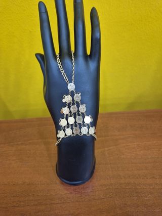Pulsera manita monedas oro