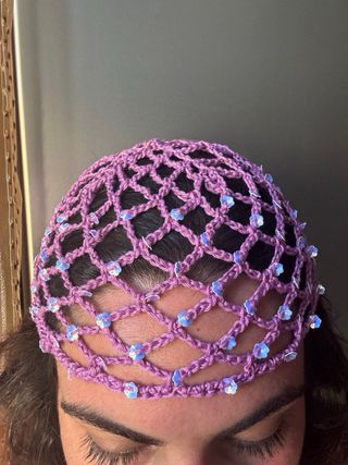 Cappello uncinetto lilla in cotone 