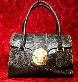 Borsa Etro marrone effetto coccodrillo