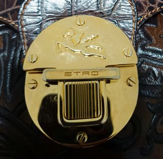Borsa Etro marrone effetto coccodrillo