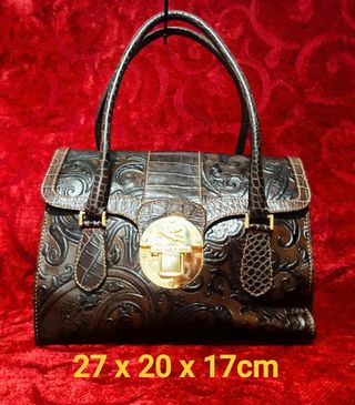 Borsa Etro marrone effetto coccodrillo