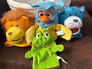 4 Marionetas: león, búho, gato, rana