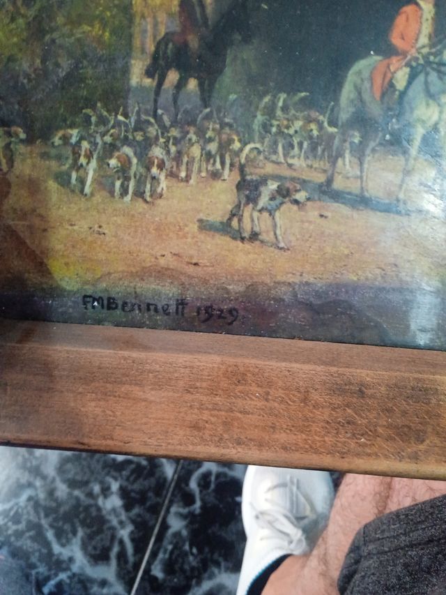 Cuadro antiguo caza F.M.Bennett 1929