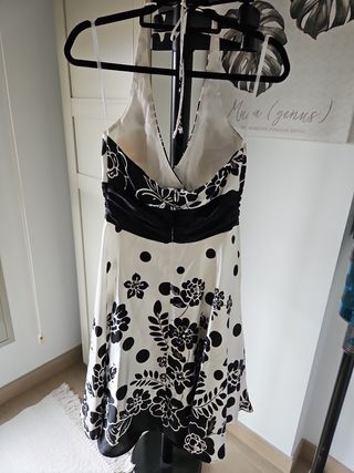Vestido fiesta blanco y negro