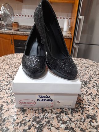 Tacones Graceland negros purpurina