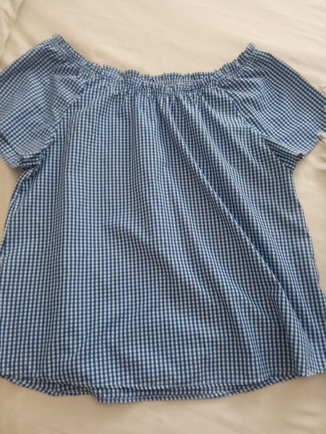 Blusa vichy azul y blanca