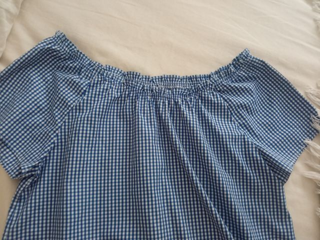 Blusa vichy azul y blanca