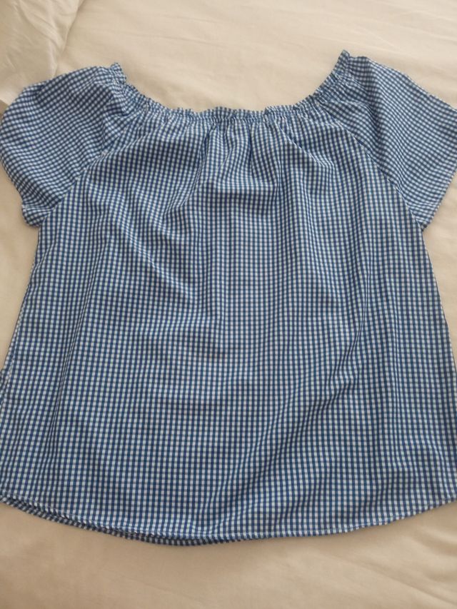 Blusa vichy azul y blanca