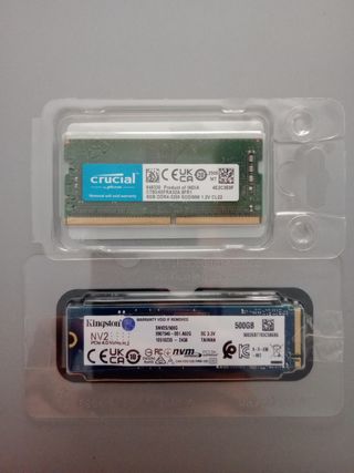 RAM Crucial 8GB DDR4 + SSD Kingston 500GB