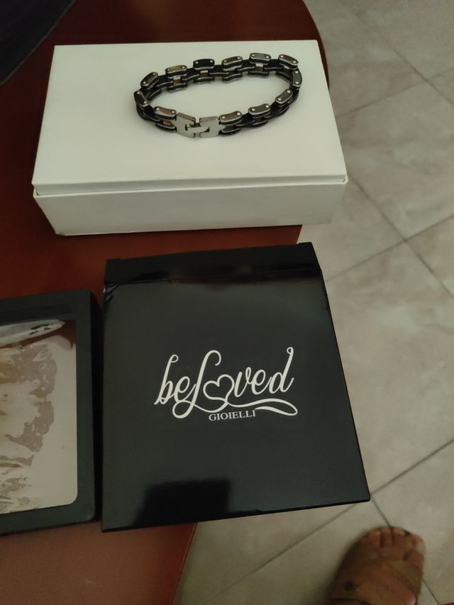 Bracciale acciaio nero argento uomo e silicone