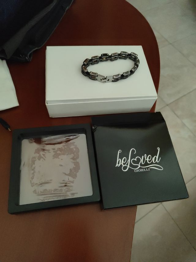 Bracciale acciaio nero argento uomo e silicone