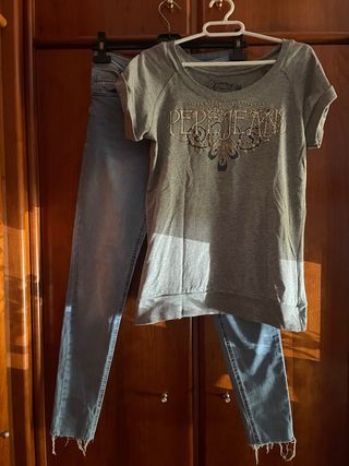 Conjunto Pepe Jeans: camiseta gris + pantalón piti