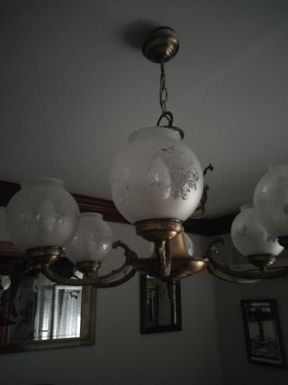 Lampara antigua bronce 6 luces.