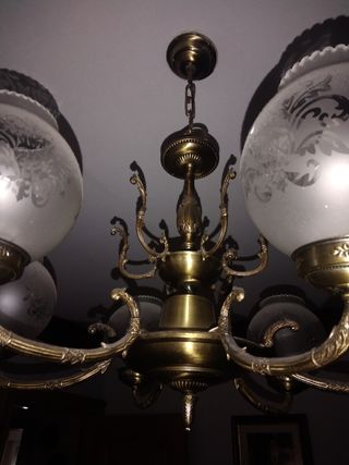 Lampara antigua bronce 6 luces.