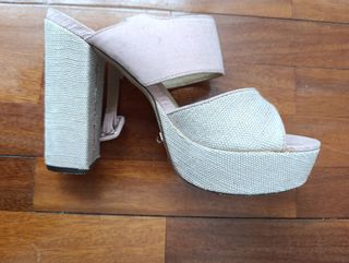 Zapatos plataforma beige/rosa