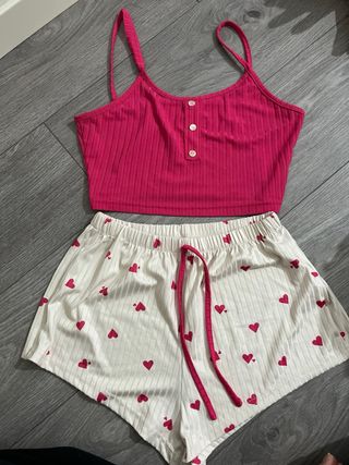 (2) Pijama Satén Marrón/pijama rosa
