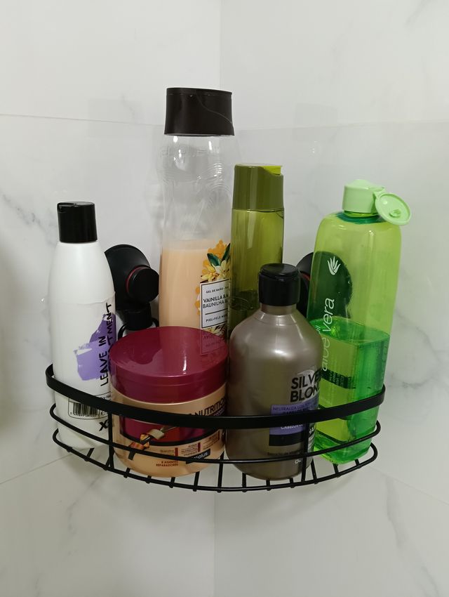 Estante ducha esquina - Ventosa - Negro