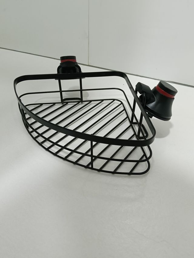 Estante ducha esquina - Ventosa - Negro