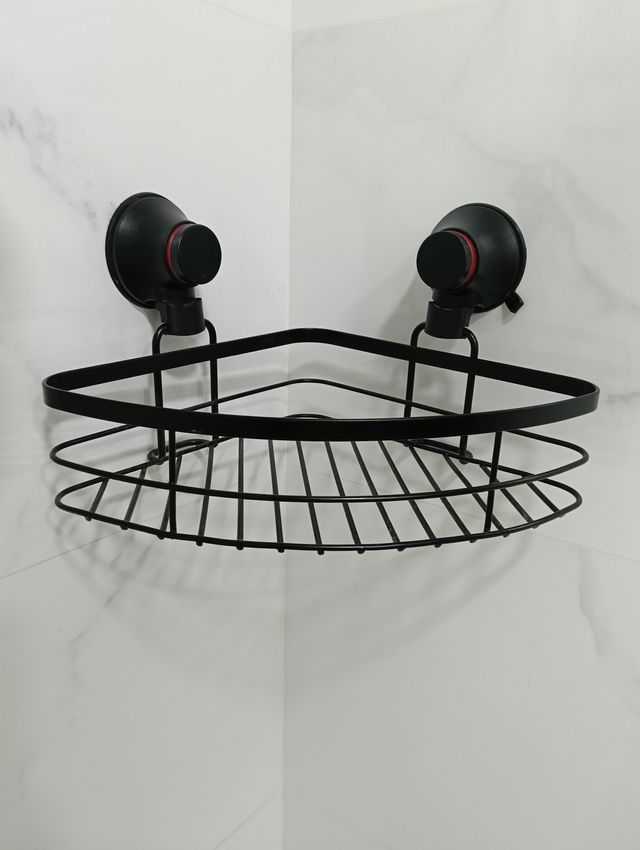 Estante ducha esquina - Ventosa - Negro