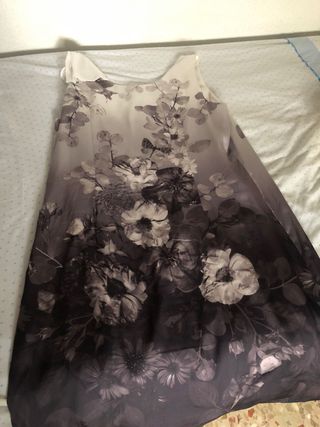 Vestido fiesta blanco gris- H y M