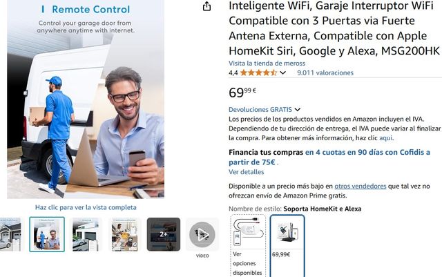 Meross MSG200HK - Abrepuerta Garaje WiFi