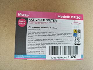 2x Filtro de carbón activado Ø 230 mm para campana