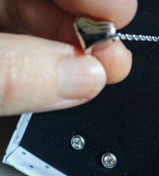 Collana e orecchini cuore argento acciaio inox