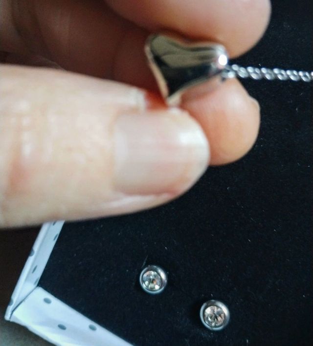 Collana e orecchini cuore argento acciaio inox 