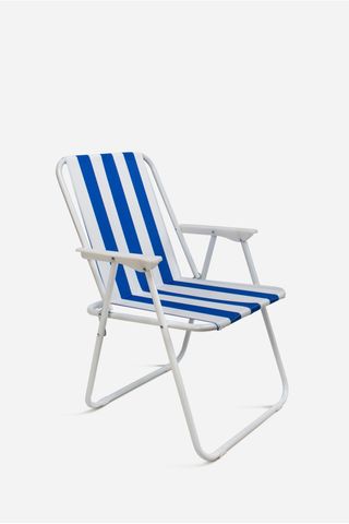 Silla playa azul-blanca plegable