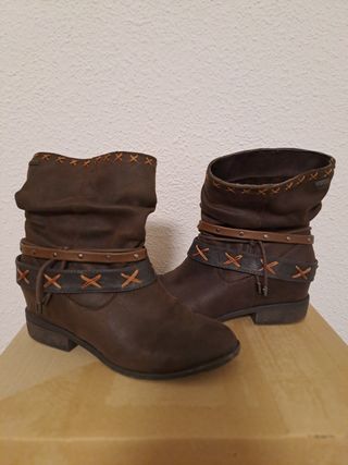 Botín cuña mujer marrón -talla 37