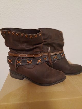 Botín cuña mujer marrón -talla 37