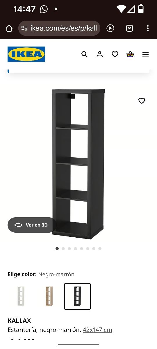 Estantería negra de madera