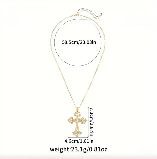 Collar Cruz Dorada con Cristales