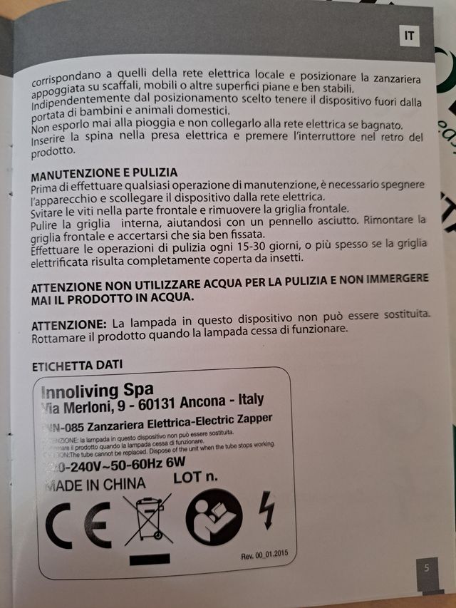 Zanzariera Elettrica Innoliving - 6W