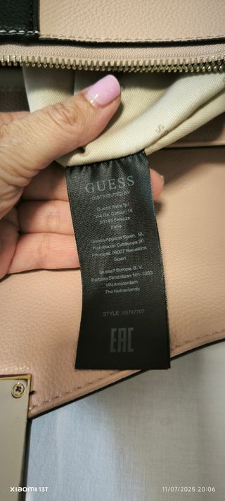 Bolso Guess bicolor beige-blanco y rosa palo