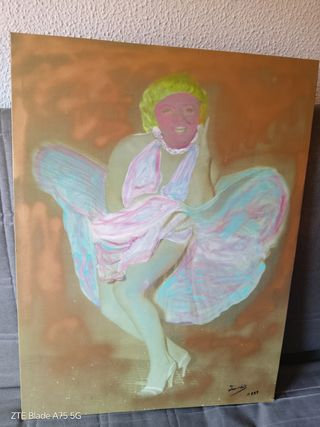 Marilyn Roja - Óleo sobre lienzo. Vintage